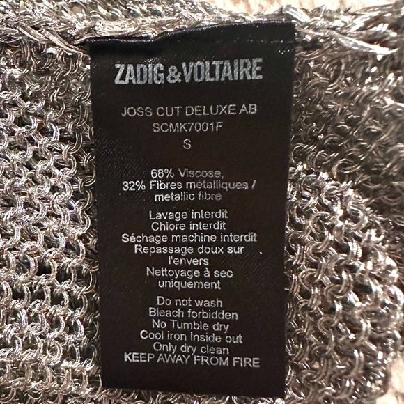 Rare Zadig & Voltaire longshoreman Silvery Mesh Knit Tank Small NWT - Picture 6 of 6